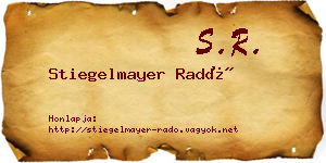 Stiegelmayer Radó névjegykártya